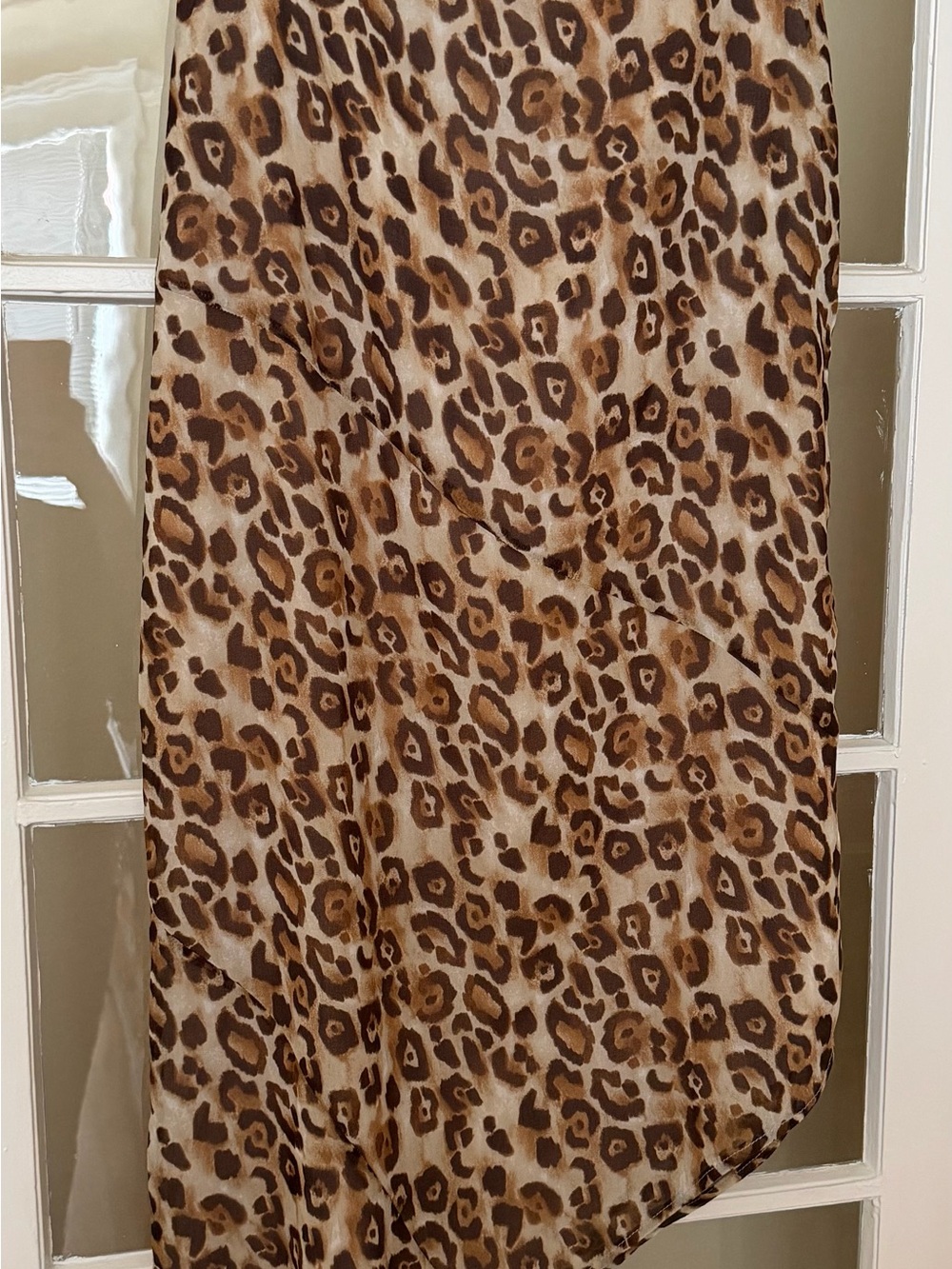12th Tribe Leopard-Print Slip Skirt in Brown and Cream